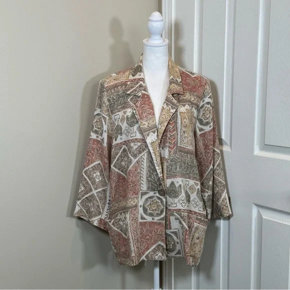 Vintage multicolor neutral Joanna Blazer size M/L - Picture 1 of 6